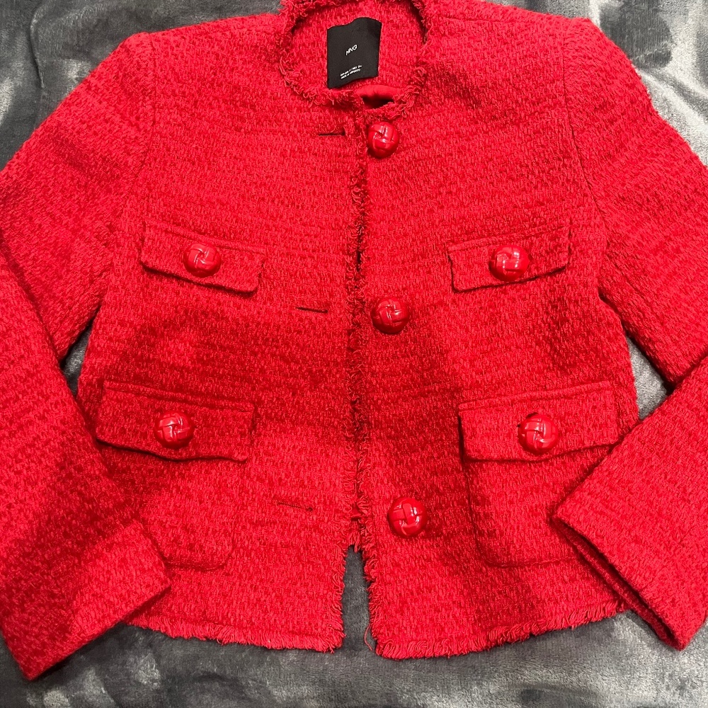 Mango dark red tweed jacket
